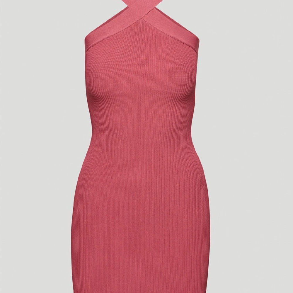 Aritzia Babaton Sculpt Knit Criss Cross Dress – Dusty Rose Pink, Bodycon